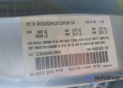 2006 Chrysler 300C from USA, damaged, VIN 2C3KA63H46H138840